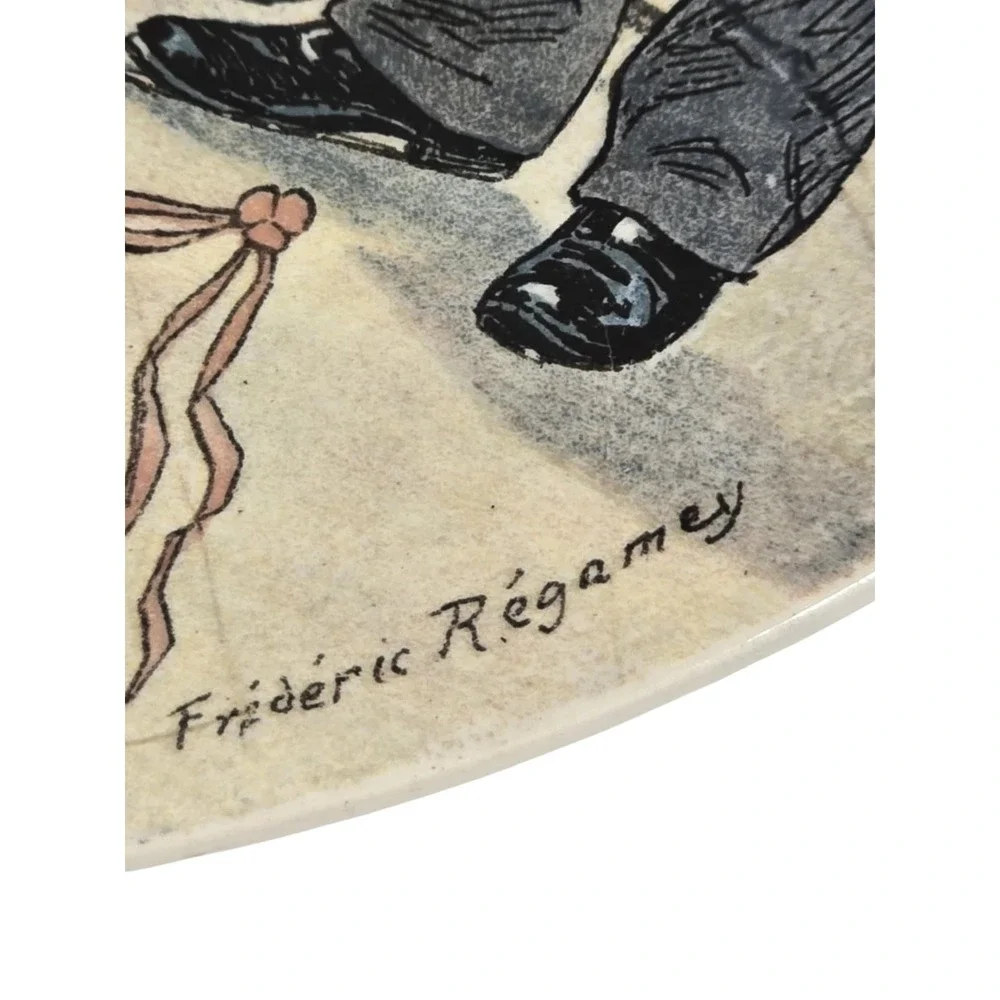 ANTIQUE SARREGUEMINES DR BERR MAIRE COMEDY PLATE BY FREDERIC RIGAMAY‎ 8.75